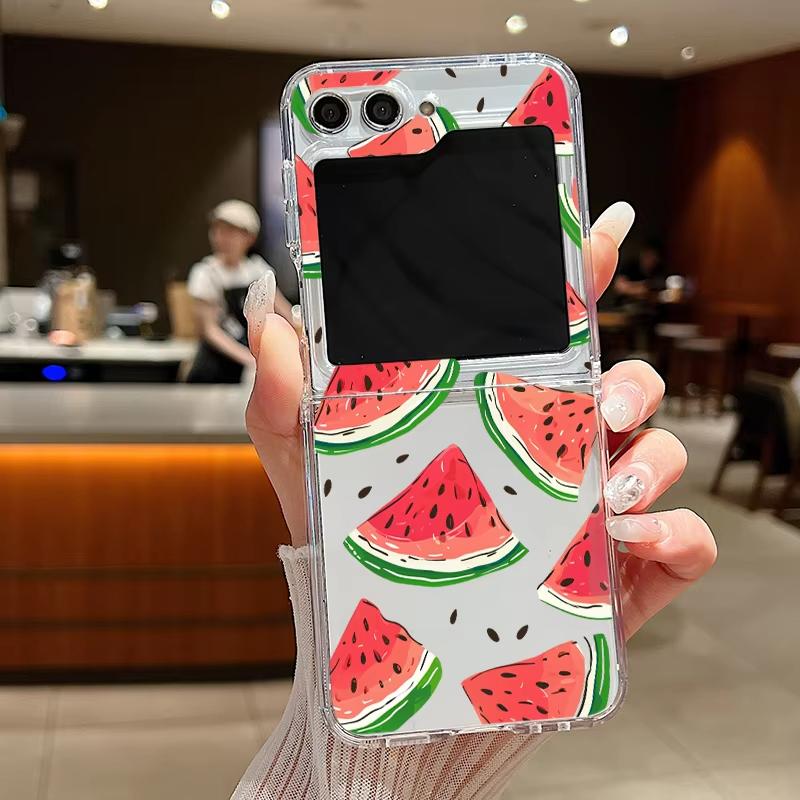 For Samsung Galaxy Z Flip 3 4 5 6 7 Case Cherry Watermelon Fruits Hard Clear Folding Cover For Samsung Z Flip6 Flip5 Flip4 Flip