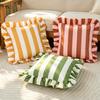 COMPRAORA 1PZ Federa per Cuscino in Velluto con Pizzo a Strisce 18X18 Pollici Federe Morbide Accoglienti per Divano Camera da Letto Soggiorno Decorazione per la Casa