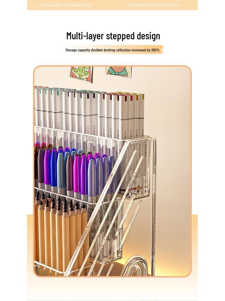 Acrylic Watercolor Pen and Brush Organizer - Large Capacity Desktop Storage Box