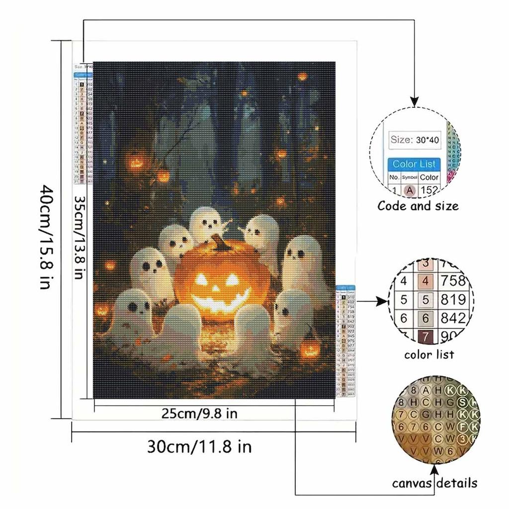 Halloween diamond painting kit cute glowing pumpkin and spirit handmade diy painting home decoration painting