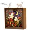 Wooden Photo Frame Base DIY Acrylic Cat Puzzles Night Light, Hand-Assembled Stained Glass Style Jigsaw Lamp with Personalized Handmade Presents Decor,
