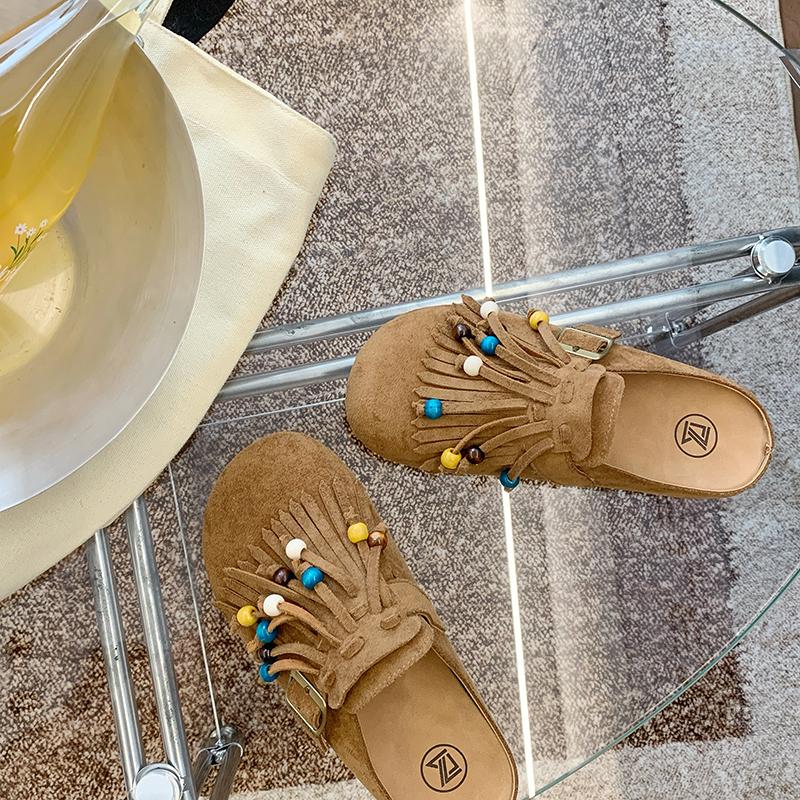 Fashion Retro 2025 New Platform Baotou Lazy Flat Comfortable Bohemian Ethnic Slippers