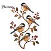 Weather Resistant Metal Decor Bird Wall Decor, Red & Chickadee Sculpture with Branches and Decorative Accents for Balcony Berries, 2D Iron Art Hanging