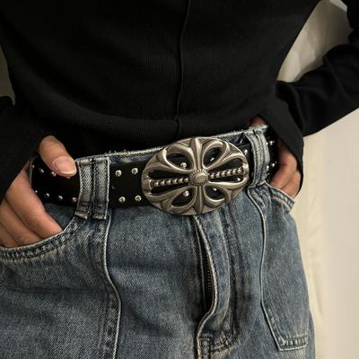 Unisex Džínový Pás Dámský Punk Gotický Široké Pásky Pro Ženy Luxusní Značky Dutý Kříž Srdce Pánský Pás Nýtovaný Pás