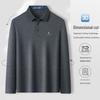 MONTAGUT Men's 100% Cotton Plaid Placket Long-Sleeve Polo Shirt