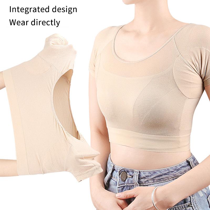 Chaleco Absorbe Sudoración Axilas Malla Secado Rápido Forma Camiseta Transpirable Absorción de Sudoración Manchas Anti-Sudor Seda de Leche