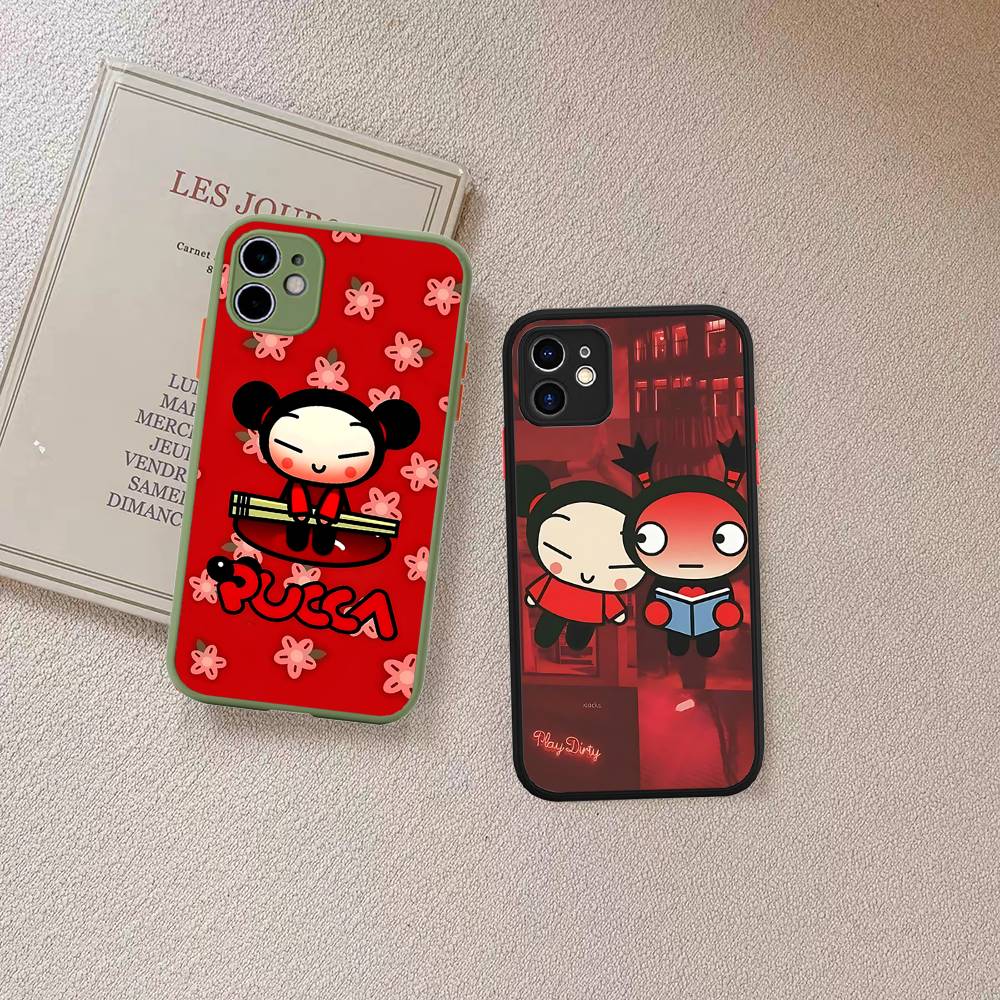 Cartoon Cute Pucca Silicone Case For IPhone 16 15 14 13 12 11 Pro Max Plus X XS MAX Shockproof Matte Cover