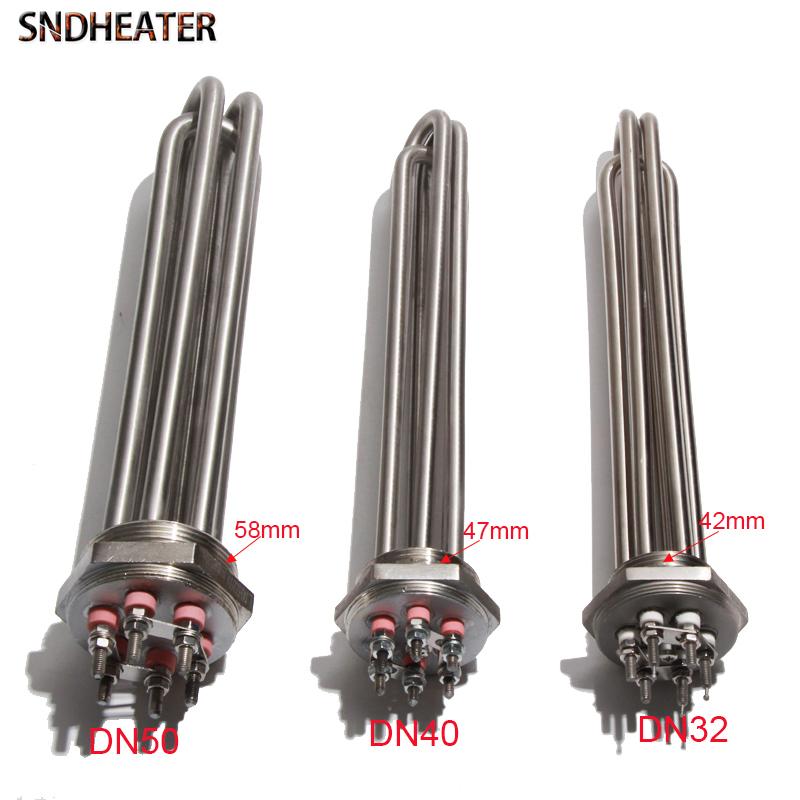 SNDHEATER Hot Water Resistance Flexible Heater Spare Parts DN40 DN32 DN50 304SS Ground Screwed Fast Heating Rod 3KW/6KW/9KW/12KW