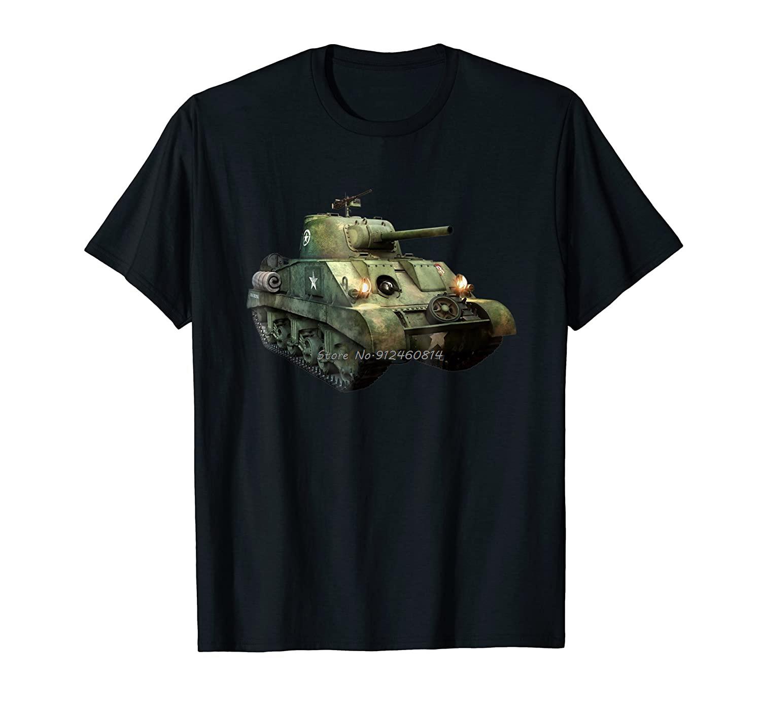 M4 Sherman Tank Shirt Men Cotton O-neck Tshirt Hip Hop Tees Streetwear Harajuku S
