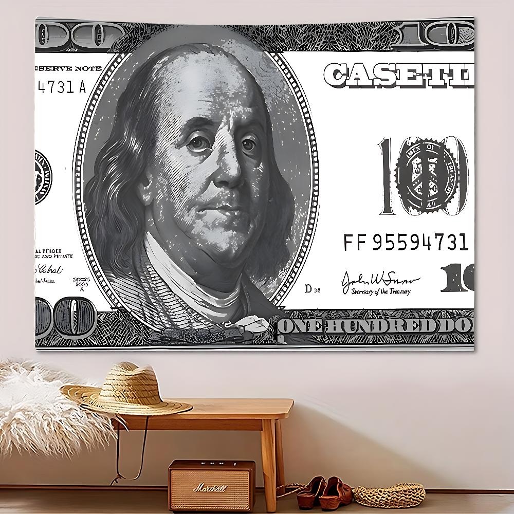 VIKAMA US Dollar Storm Tapestry Dollar Stacking Design Waterproof Living Room Study Room Decoration
