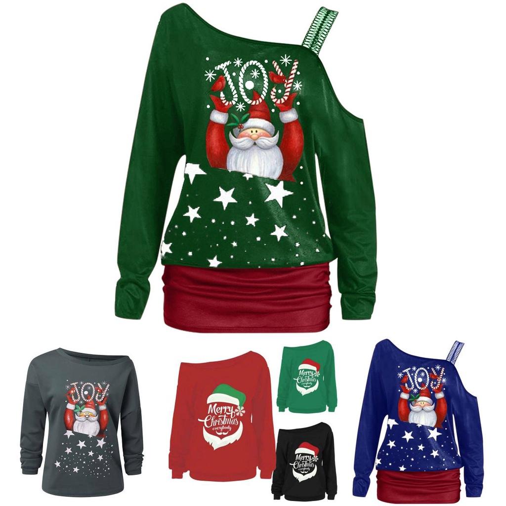 Stylish Women's Christmas Jumper Pullover Loose Fit Sweatshirt For Festive Seasons