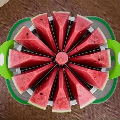 Stainless Steel Watermelon Cutter - 12-Blade Slicer Tool for Perfect Wedges, Reusable Fruit Corer for Home & Outdoor Picnics