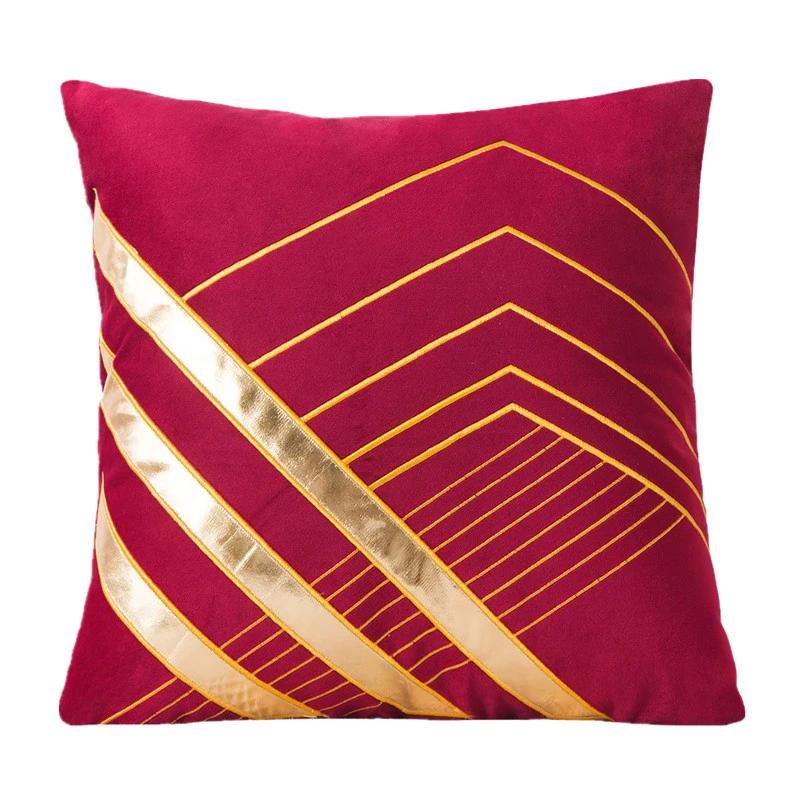 45x45cm Geometric Pillow Case Velvet Gold Bronzing Cushion Cover Home Living Room Sofa Decoration