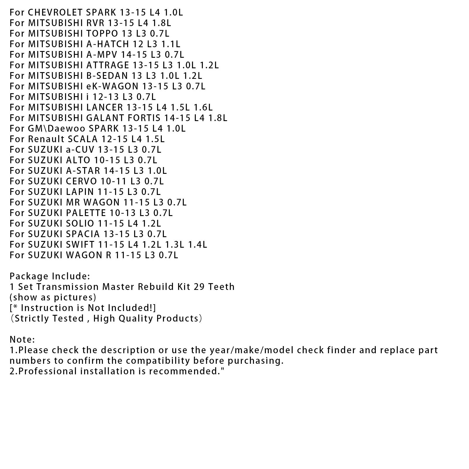 

Мастер-комплект для переборки трансмиссии и комплект шкивов с ремнем JF015E RE0F11A 29T для Nissan