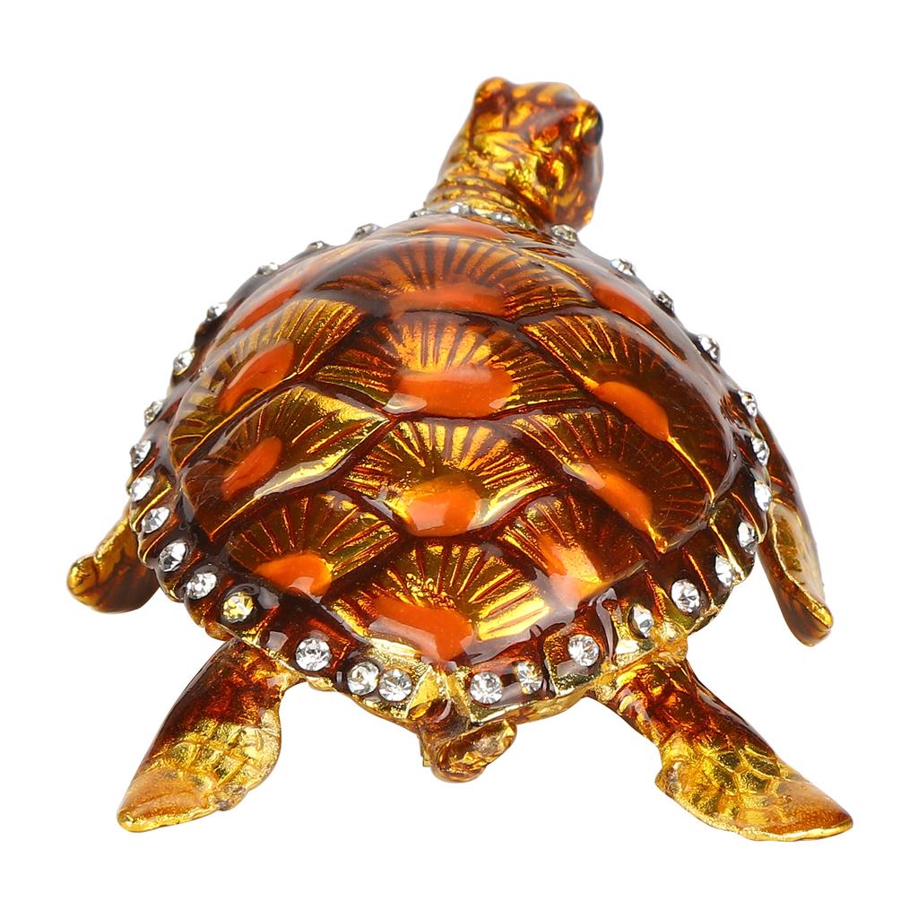 Tortoise Figurine Electroplated Turtle Jewelry Trinket Storage Box Ornament with Rhinestones