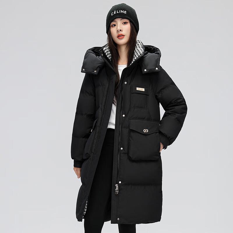 

FXYL2389 Женская пуховая куртка в клетку с капюшоном и цветными блоками L