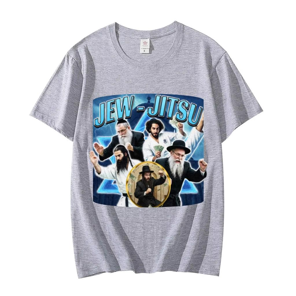 Fun Jewish Jiu-Jitsu Meme Printed T-shirt for Men Retro Y2k Long-sleeved T-shirt Fashionable and Casual 100% Cotton Top
