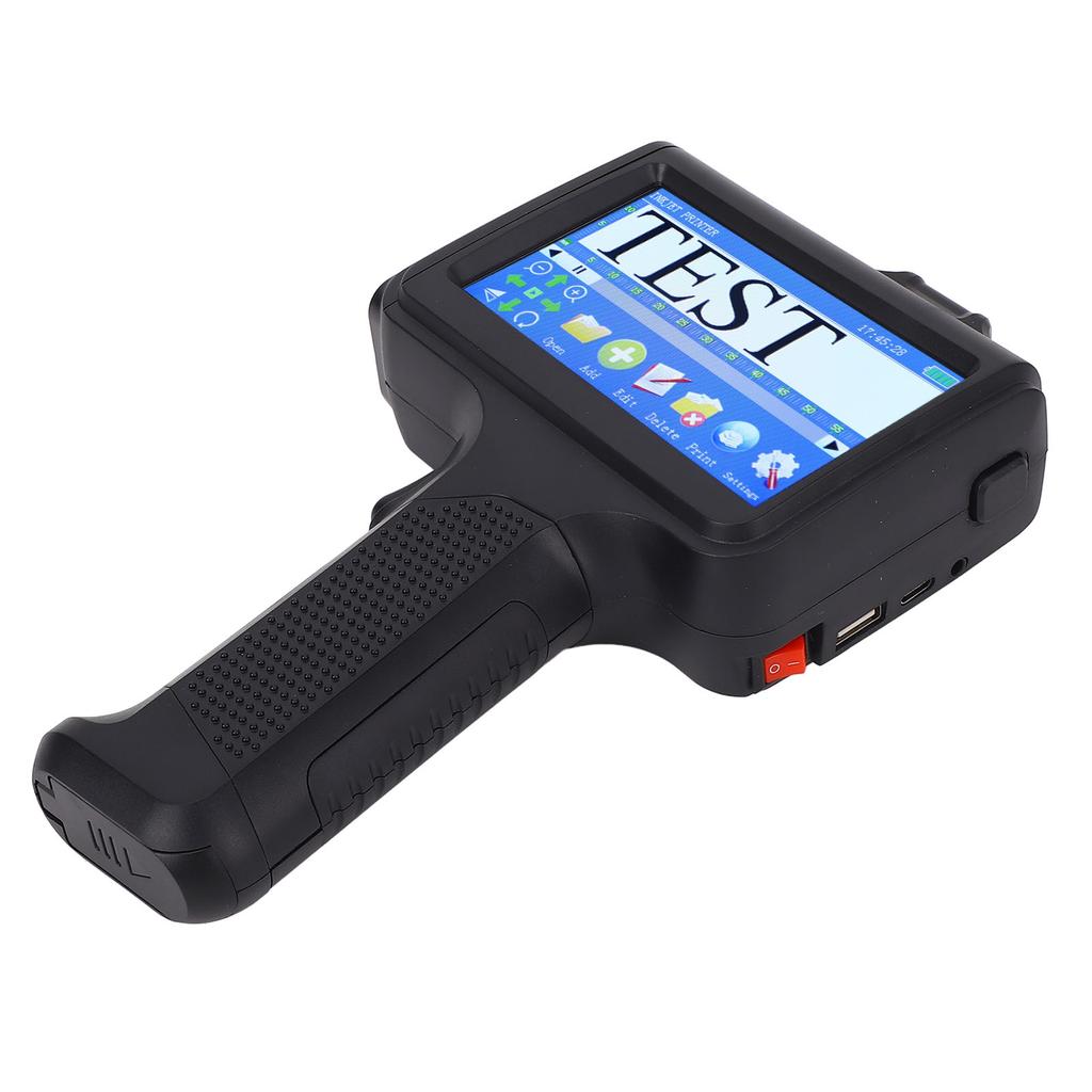 Handheld Inkjet Printer 2 12.7mm Adjustable 4.3 Inch Touch Screen Portable Inkjet Coder with 42ml Black Ink Cartridge
