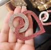Women Rhinestone Inlaid Heart Round Dangle Ear Stud Earrings Party Jewelry Gift