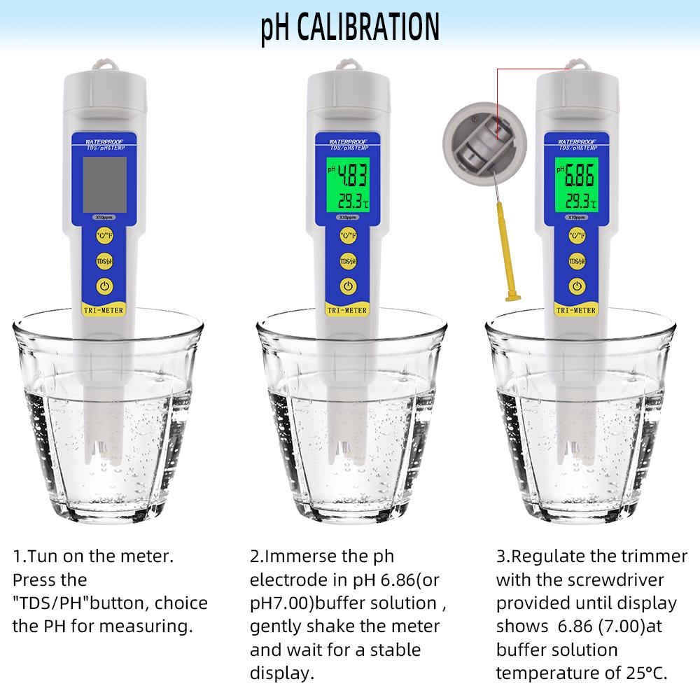 3/4 in 1 PH Meter TDS EC Temperature Test Tool With Backlight Digital Water Quality Monitor Tester for Aquarium Drinking Water