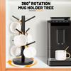 MyLifeUNIT Mug Holder Tree, 360° Rotated Coffee Cup Holder with 6 Hooks, Wooden Coffee Mug Holder Organizer for Counter Top, Coffee Bar Accessories