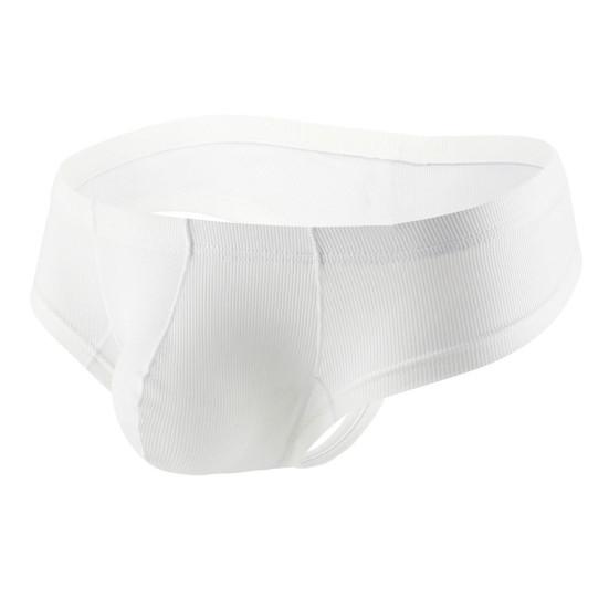 Men Summer Thong Low-rise Ice Silk Ribbed Briefs Solid Color High Elasticity Underwear