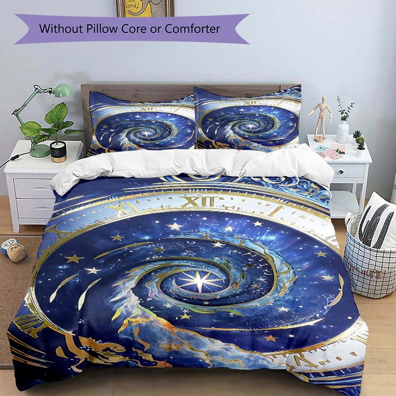3pc Cosmic Clockwork Cover Set - 1 Quilt Cover + 2 Pillowcases, All Seasons Bedroom Setting, Perfect for Home015