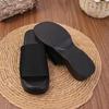 European and American New One-character Wedge Heel Platform Slippers Platform Slippers Solid Color Sandals