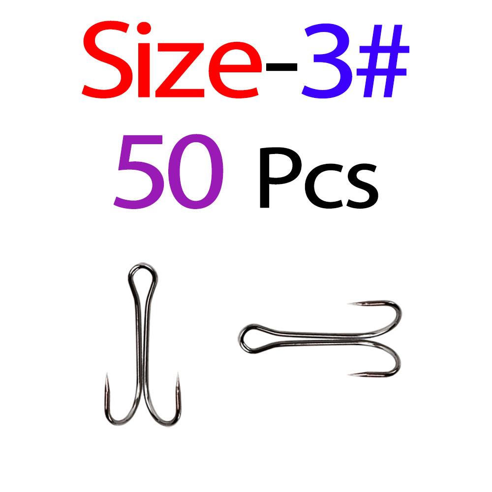 MNFT 50 יחידות קרס דייג כפול קרסים לצפרדעים קשירת פליי קרסי דיג פתוח חד 3X חזק פלדת פחמן גבוהה קוצני קרס שחור