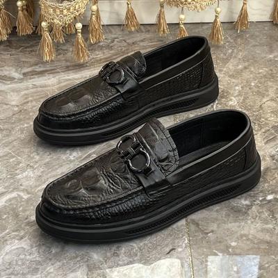 Krokodillenpatroon Doudou schoenen heren echt leer zachte zool Europese goederen, high-end uitstraling, instappers casual leren schoenen, loafers heren zomer