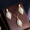 Copper Inlaid Zircon Earrings Necklace Two-Piece Set Exotic Style Women'S Elegant Pendant Earrings Jewelry Set Chain