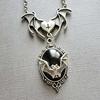 Gothic Vampire Bat Pendant Necklace With Silver Cross Chain For Party Wear