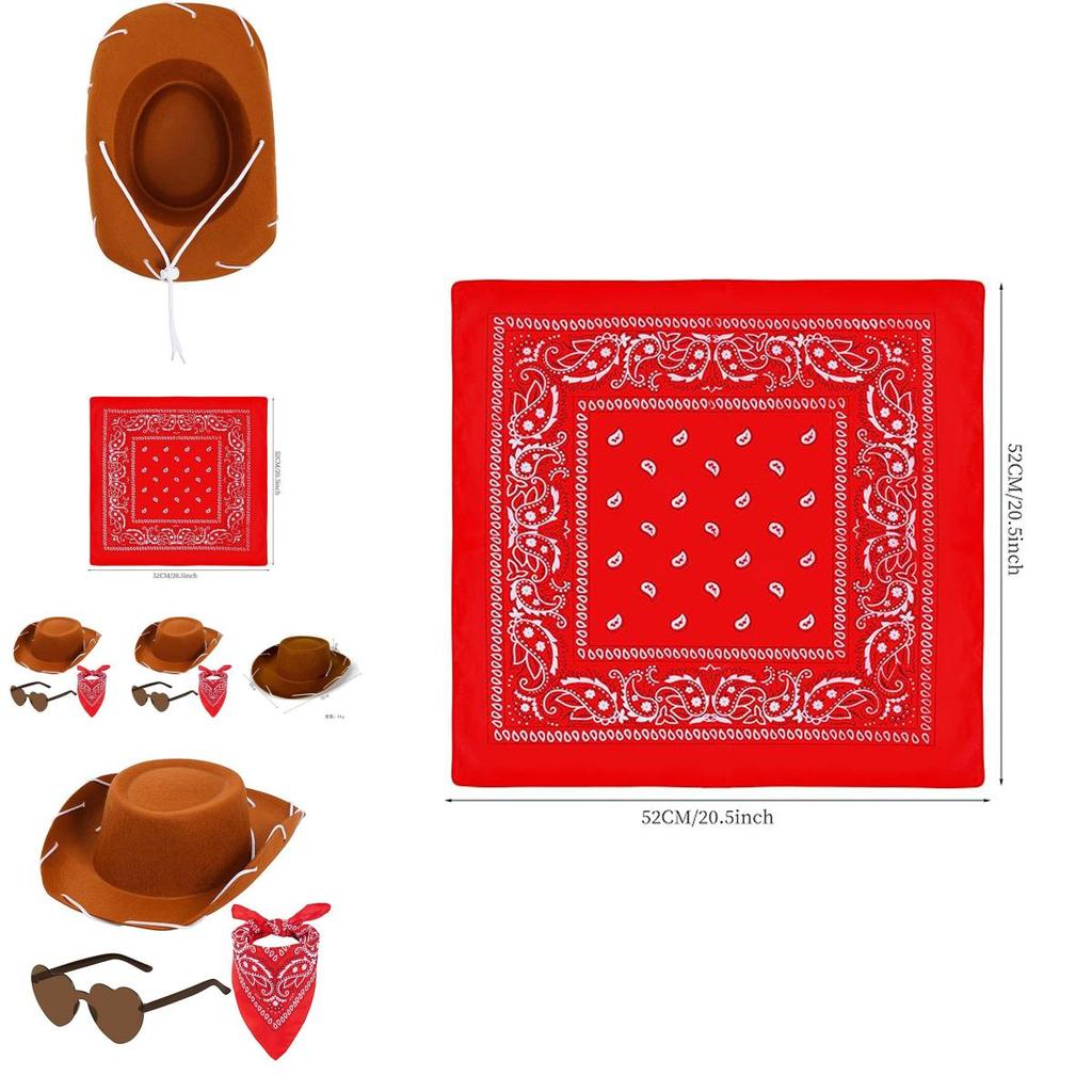 Childrens Cowboy Hat Glasses Bandana Costume Set With Sewn Fabric For Festive Events