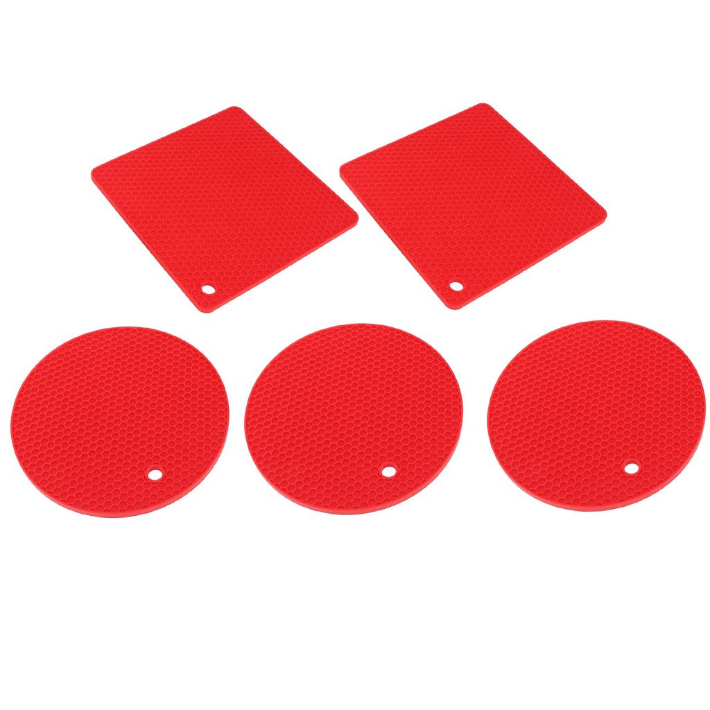 5Pcs Silicone Trivet Mat Round Hot Pad Non Slip Heat Resistant for Hot Plate Pans Kitchen Pots