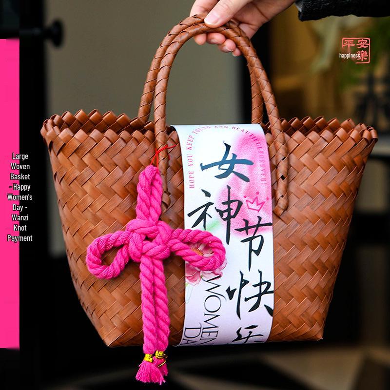 38th Festival Goddess Gift Set: High-End Bamboo Basket Souvenir for Employees