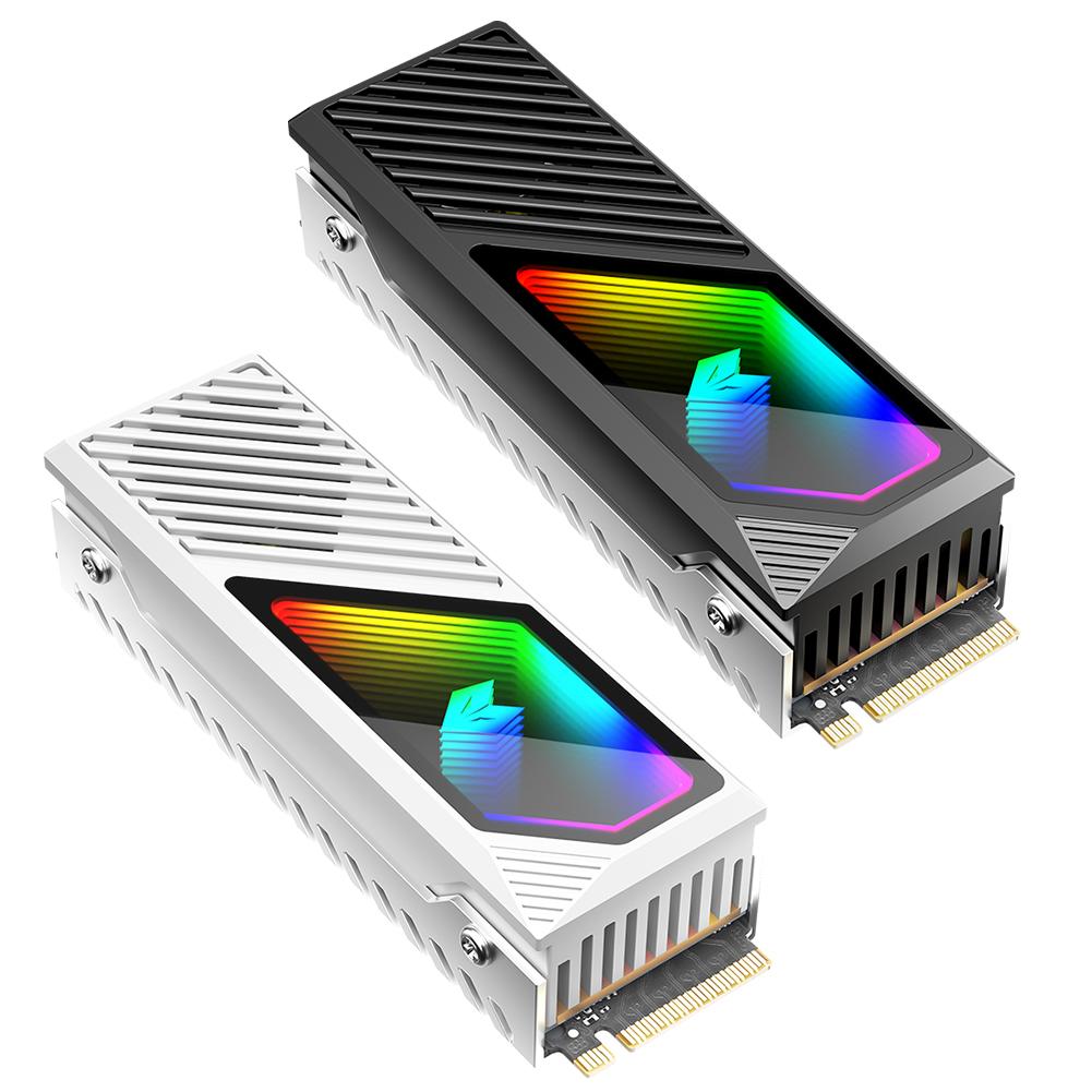 M.2 2280 SSD Heatsink Heat Sink Cooler with Thermal Silicone Pad 5V 3 Pin ARGB SSD Cooler Built-in Fan M.2 Radiator for M.2 2280