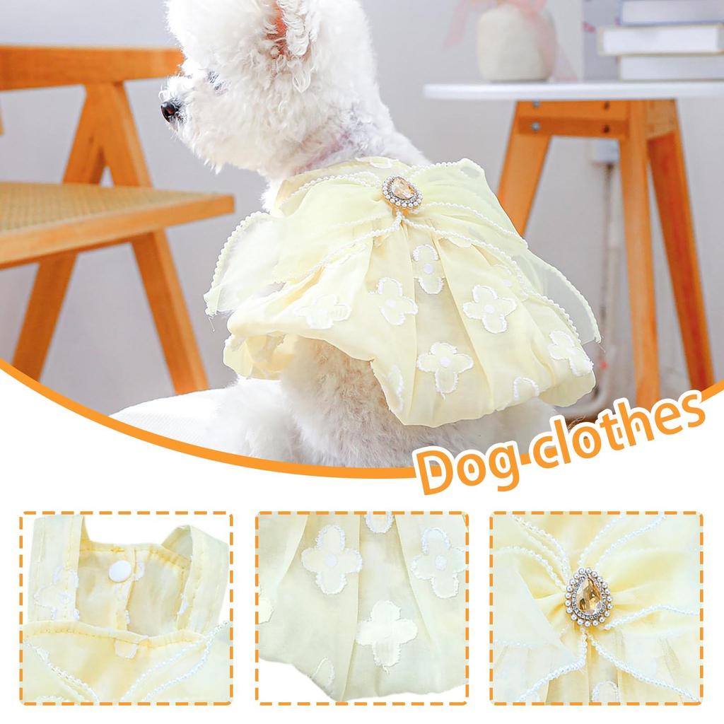 Pet Dog Clothes Floral Yellow Diamond Skirt