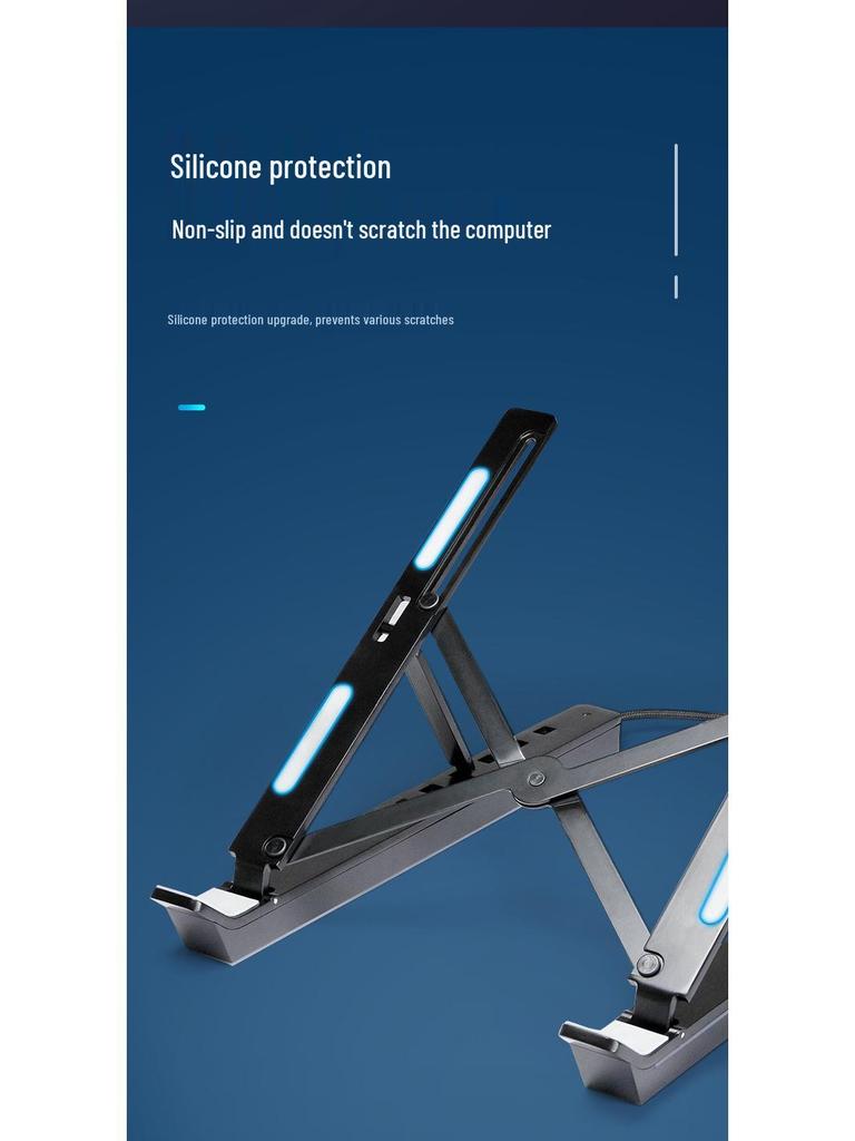 Portable Aluminum Laptop Stand with RGB Lighting and Cooling Support