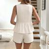 TIFICY Women's Fashion Casual Summer Spring Colour Block Print Sleeveless O-Neck Trousers Pants Suits