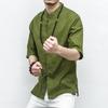 Men's Plus Size Chinese Style Linen Short Sleeve Shirt with Frog Buttons - Summer 2017 Collection