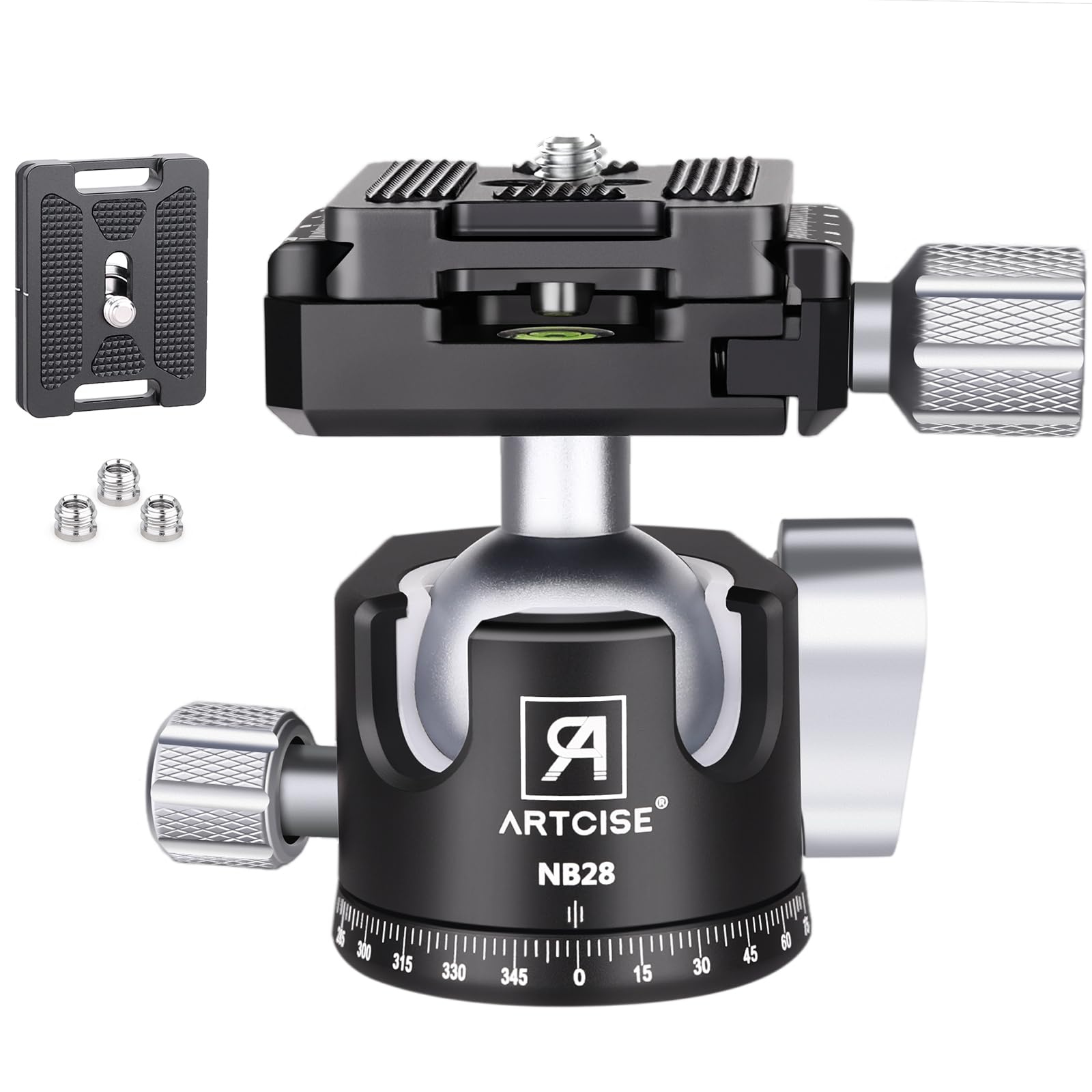 

ARTCISE 28 мм Шаровая головка с низким центром тяжести, Алюминиевая, CNC, Прецизионная, Устойчивая к коррозии, Штатив, Нагрузка 10 кг, Легкая, Масштабная, Вертикальная съемка, С головкой с уровнем,
