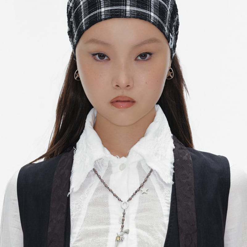 Eireve Bentiță Bandană cu Carouri cu 2 Fețe (NEGRU)