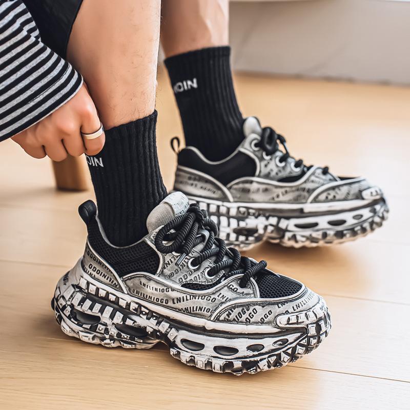 Shoes summer new youth thick-soled heightening sports casual shoes outdoor breathable mesh dad shoes
