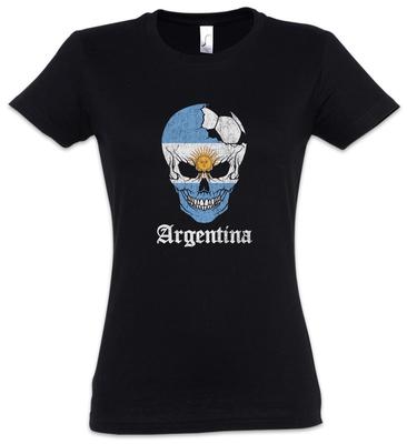 Argentina Football Skull I Women T-Shirt Argentinean Soccer Flag Championship