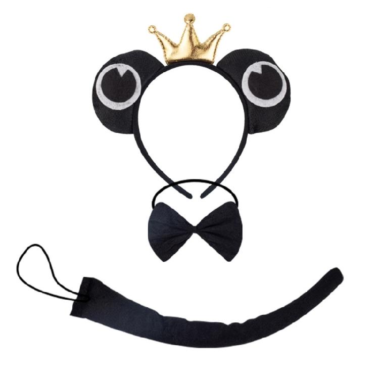 Frogs Costume Accessories Set Frogs Ears Headband Tail Bowtie Animal Frogs Costume for Kids Adults