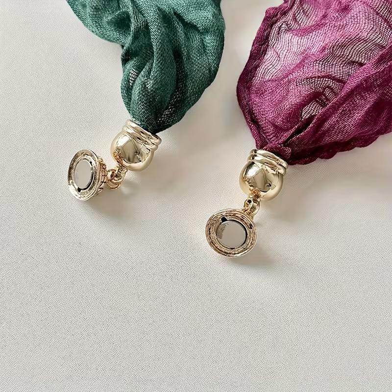 Women Scarf for Women Fashion Square Scarf Bohemian With Magnetic Buckle Casual Long Pleated Outings