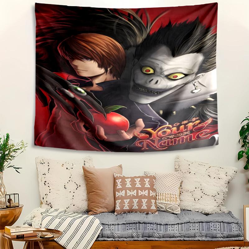 Personalized Name D-Death Note Tapestry, Wall Hanging Tapestry, Pattern Tapestry for Dorm Bedroom Living Room Wall Art Photography Backdrop