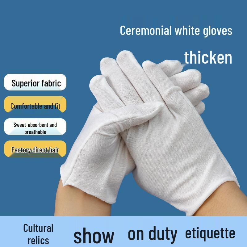 Newcomer Special: 6 Pairs White Cotton Work Gloves - Thick, Wear-Resistant, Ideal for Labor Protection