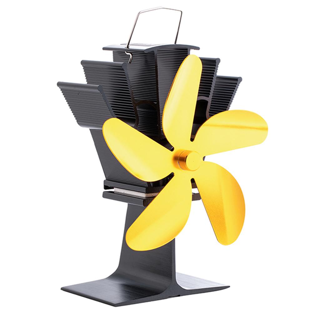 5 Blades Heat Powered Stove Fireplace Fan Wood Stove Fan Quiet Efficient for Wood Log Circulating Warm Air Saving Fuel