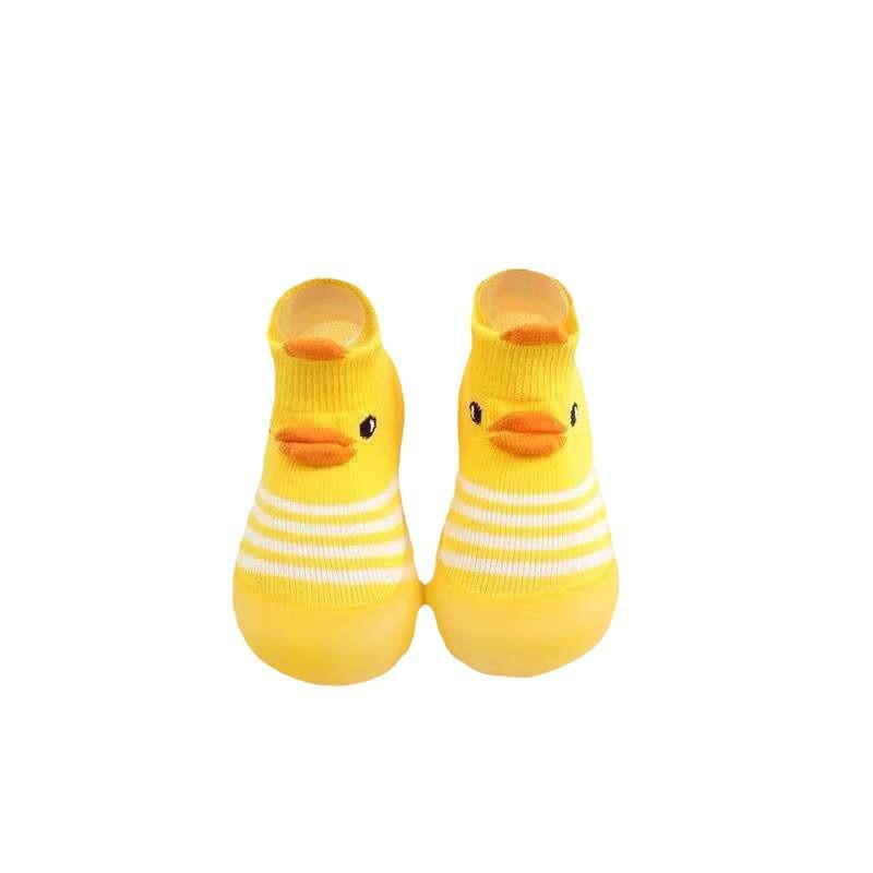 Spring/Autumn Non-Slip Soft Sole Baby Sock Shoes - Yellow Duck High-Top for Boys & Girls